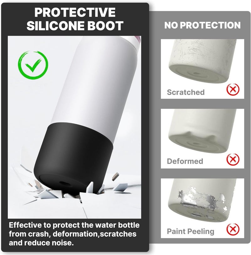 Diumepo Silicone Boot for Owala 32 oz Water Bottles, Anti-Slip Protective Sleeve for Owala Twist & FreeSip & Flip Insulated Bottles, Boot Bottom Base (Black) - Image 3